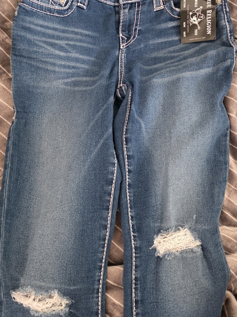 True Religion Women's Distressed Mid-Blue Jeans